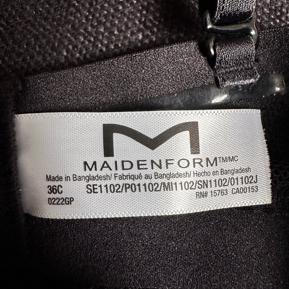 BRA 36C Black MAIDENFORM se1102 push-up, underwire, convertible strapless 3438 L - Picture 8 of 11